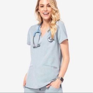 Dusty Blue Casma Three-Pocket Scrub Top Size Medium